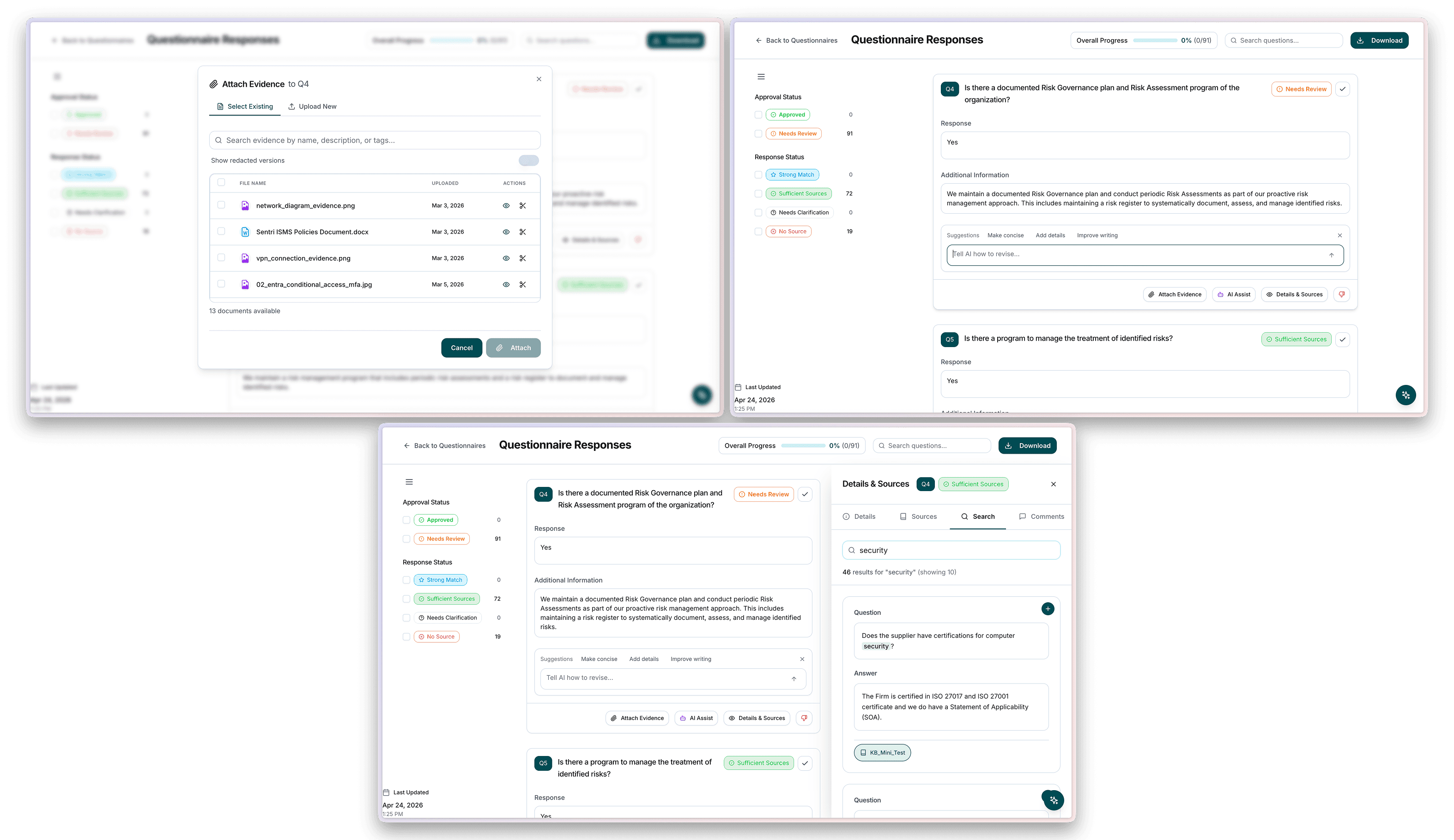 Standardized modal design and dropdown with new Details and Sources panel