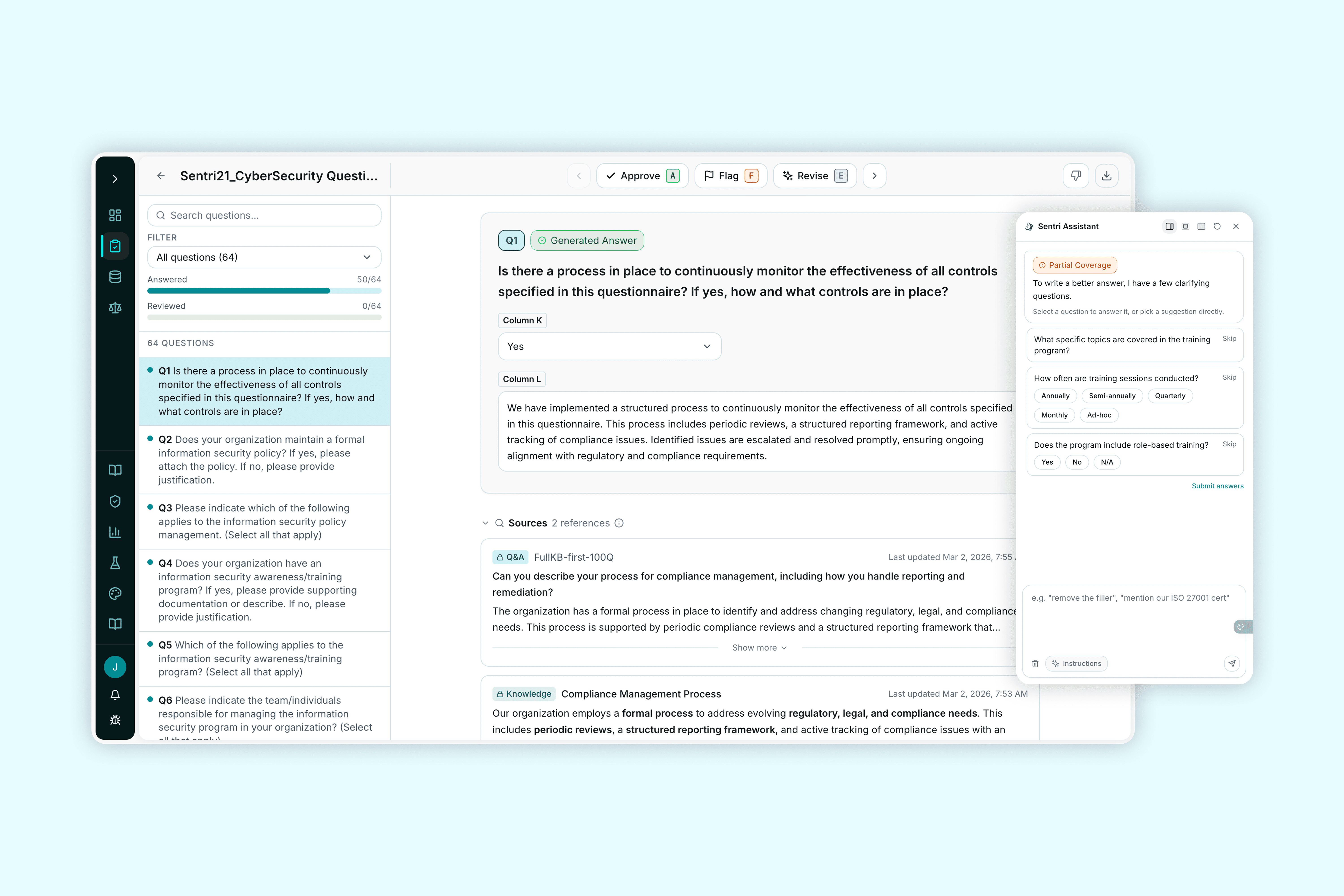 Sentri AI questionnaire experience